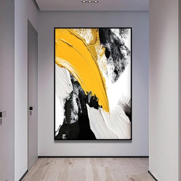  Palette Tableau - Brosse jaune noir abstract08 par Couteau à palette art mural minimalisme